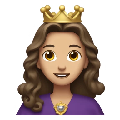 Caucasian long  brunette woman wearing formal royal purple robes and a crown who is pouring her heart out to the man she adores  sticker
