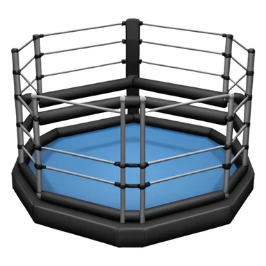 MMA cage arena object icon, octagon fighting cage with metal fence walls, padded corner posts, professional combat arena, 3D cartoon style, mobile game icon style, centered, clean background, no people, no text, no watermark
 sticker