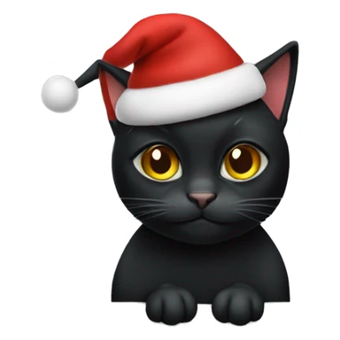 black cat with a Christmas hat sticker