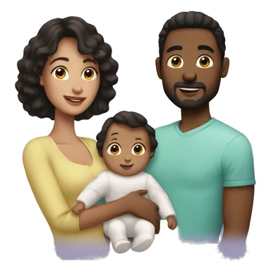 white couple with baby dark hair sticker