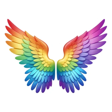 Tiny small mini left and right rainbow angel wings. Between left and right wings there is a little blank. sticker