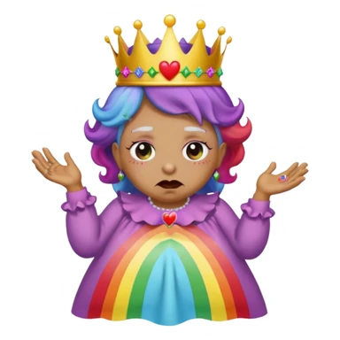 demon rose avec une couronne qui vomi de lar  en ciel  et avec des yeux en forme de coeur avec une robe de mamie sticker