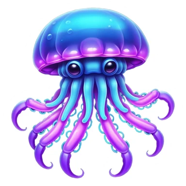 Neon glowing jellyfish-crab-squi sticker