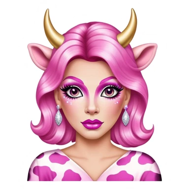 happy cowboy cow print pink drag queen glitter sparkles babe girl makeup diva brat sticker