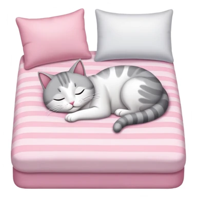 Un gato durmiendo en una cama rosa sticker