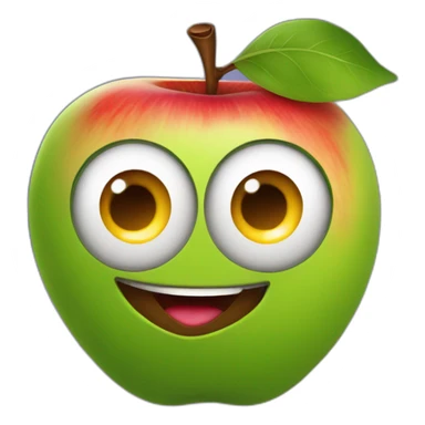 apple planet with a cartoon smirking with big courageous eyes sticker