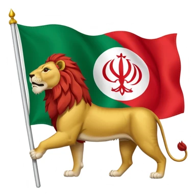 Can you make a flag exactly like this 🇮🇷 but insde it i want a sun and lion not that red thing sticker