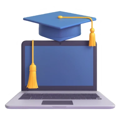 laptop with a graduation hat sticker