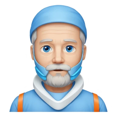 Older man with a full beard, a medical neck brace, and blue eyes. sticker