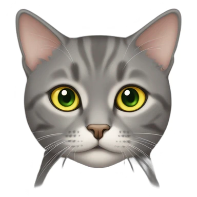 American short hair cat rubby- gray hair-yellow green eyes- The distance between the eyes is relatively far- a little bit fat sticker