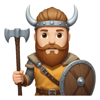 Bearded viking holding axe and shield sticker