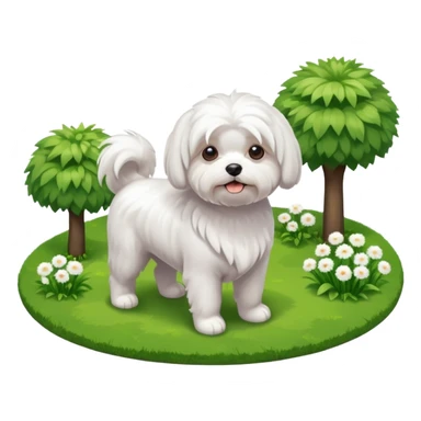 Maltese dog in a garden isometric sticker