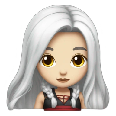 rpg-girl-with-long-straight white-hair-and-red-skirt and black tights like chibi sticker