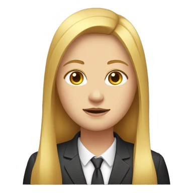 Facial obesity, female, with golden long hair, wearing a suit sticker