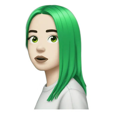 billie eilish green black hair sticker