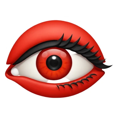 Quiero que mi emoji sea en ojo  👁 que sea de color negro total mete pero que el margen sea rojo con pestañas sticker