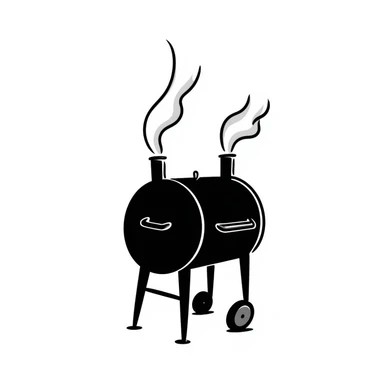 hand drawn doodle style bbq smoker, playful lines, smoke, no background sticker