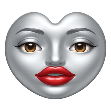 A seductive pair of slightly parted lips emoji made of liquid silver chrome, smooth glossy metallic surface, soft sensual curves, subtle reflections, luxury sexy aesthetic, minimal iOS emoji style, centered composition, clean white background, soft studio lighting, no text sticker