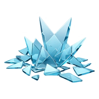 3D render of Broken Glass Shards, forensic investigation aesthetic, sterile clinical lighting, cool blue undertones, sharp high-contrast details, professional clean look. sticker