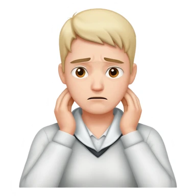 A person that is annoyed and has their hands around there neck sticker