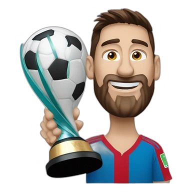 Lionel Messi without beard holding World cup Trophy sticker