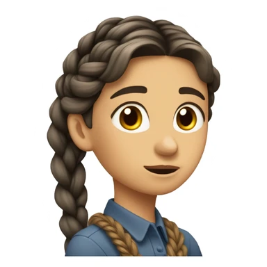 una chica trigueña clara, durmiendo, con una trenza y polo de dibujos sticker