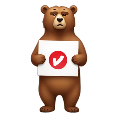bear holding a rejected sign sticker