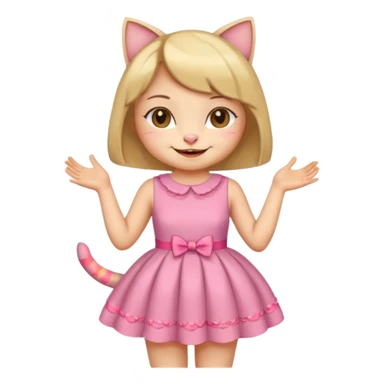happy girl cat with a bob haircut wearing a birthday dress sticker