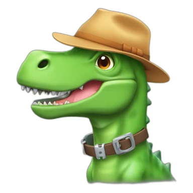 Dinosaurio con la cabeza de un cerdo colgando como collar  sticker