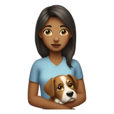 a girl with bruises under her eyes and a dog in her hands sticker