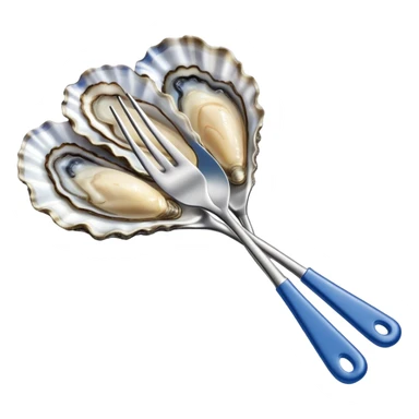 blue-handled oyster fork sticker