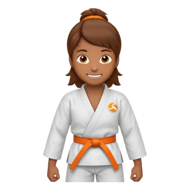 judoka cheveux brun avec ceinture orange sticker