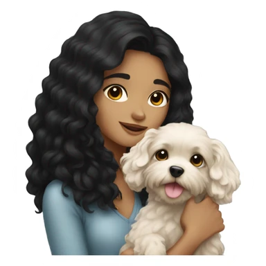 A beautiful girl with black hair carrying a cavoodle sticker