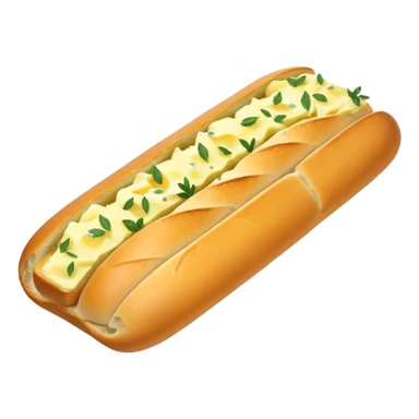 Garlic bread baguette with the first slice visible with butter and herbs sprinkled on it sticker