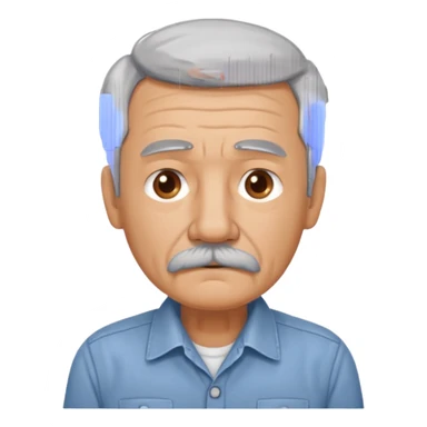 Old man with gray hair and mustache and working shirt a little sad sticker