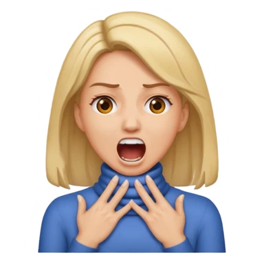 woman screaming with hands on neck croased sticker