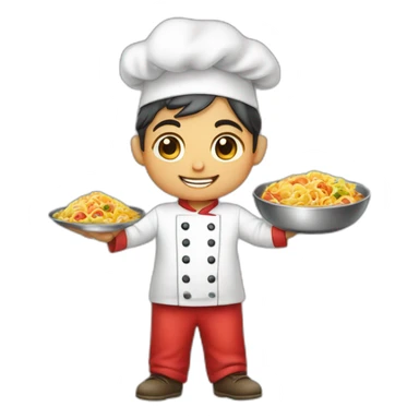 Cute little chef boy holding khinkali in his hands sticker