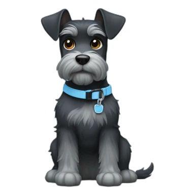 zoom face dark schnauzer with light blue leash sticker
