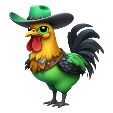alien riding a chicken with a cowboy hat sticker