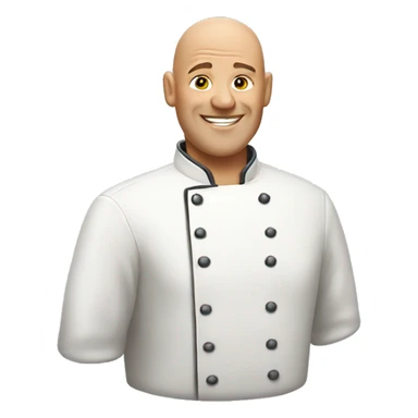 smiling bald middle aged man with chefs jacket  sticker