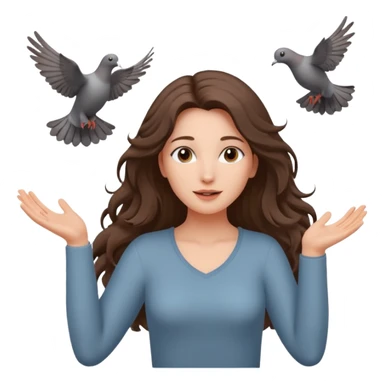 woman open arms looking at a flying pigeon sticker