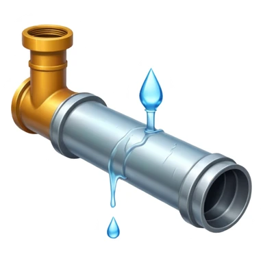 sewer steel shiny pipe with leaking water  sticker