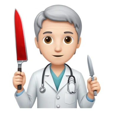 doctor of medicine holding very big knife sticker