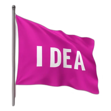 big fuchsia flag with white inscription "idea" sticker