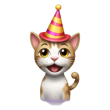 Dancing cat with party hat sticker