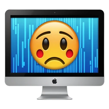 make a computer screen with a error emoji no face like a glitch sticker