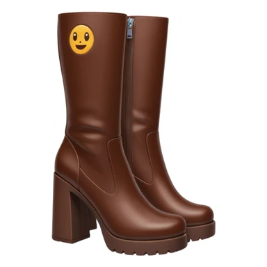 chocolate brown y2k boots block heeled, side zipper sticker