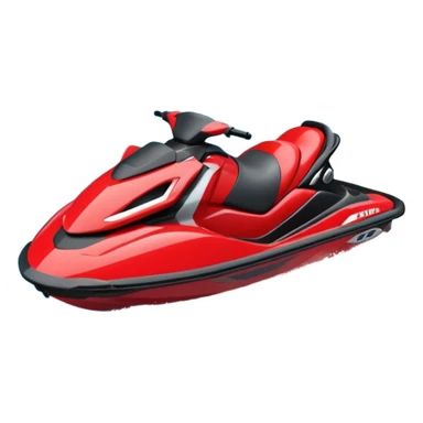 jet ski (red black and white all in the same amount. maybe a red a bit more dominant) on the sea. show the sea under the jet ski - blue with turquoise. no sky - white background instead. DO NOT REMOVE THE SEA AND THE WHITE WHEN FINALIZING!  NO ONE IS ON THE JET SKI  sticker