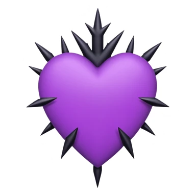 purple heart with black thorns sticker