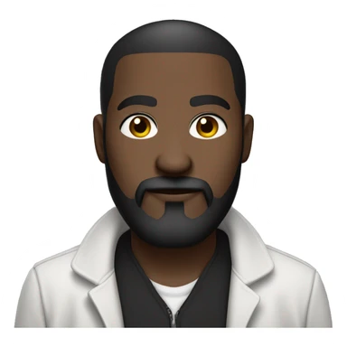 a serious dark-skinned man with a beard, mustache and short haircut, wearing a white shirt with a black tie and a zip hoodie. sticker